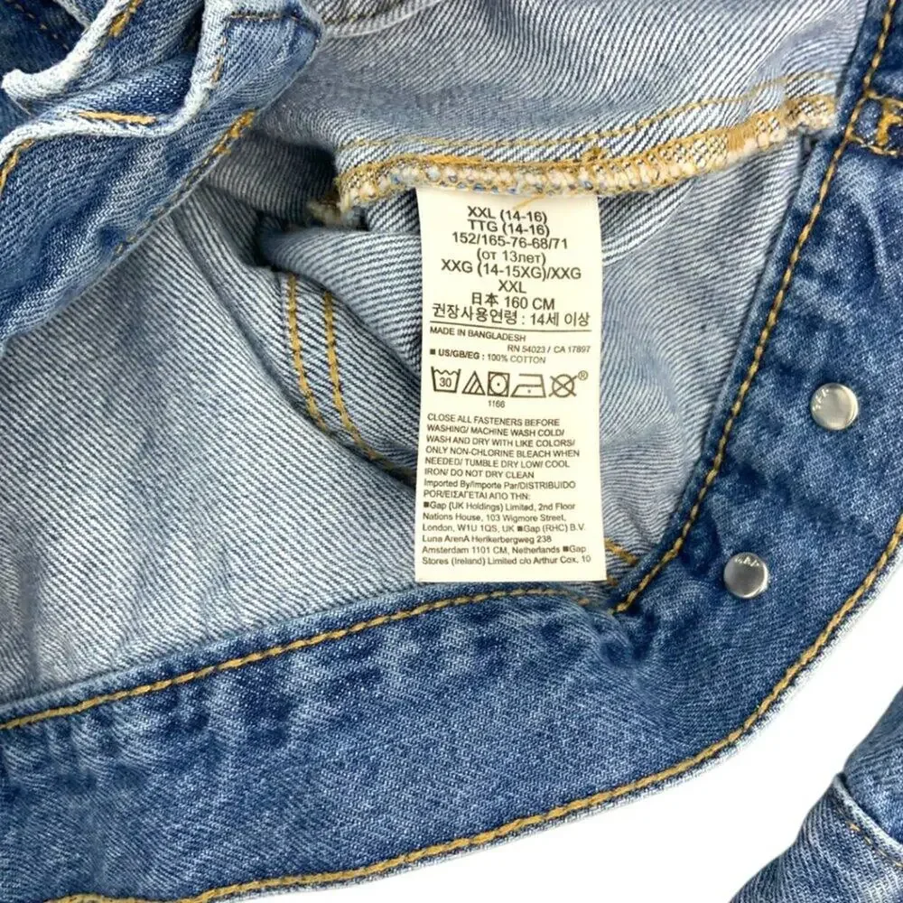 Gap Teen 100% Cotton Oversize Denim Jacket Medium Wash Size XXL (14-16)